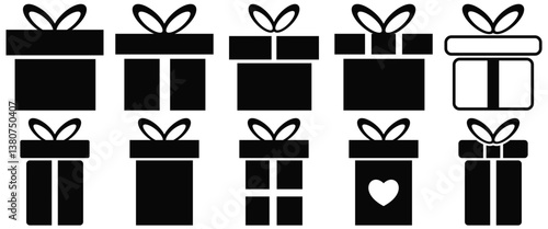 Present gift box icon. Vector isolated elements. Christmas gift icon illustration vector symbol.