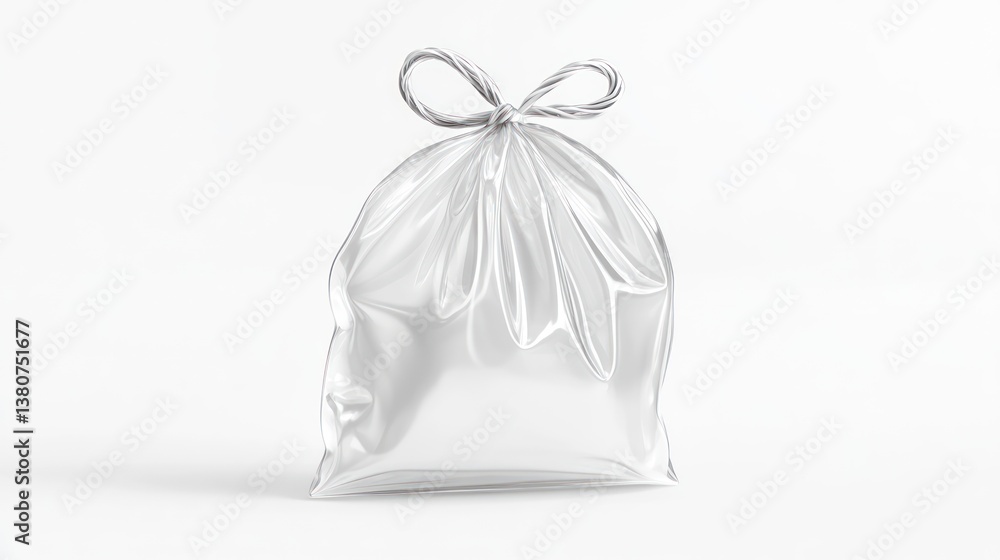 Silver bag mockup, studio, tied, blank Silver bag mockup, studio, tied, blank