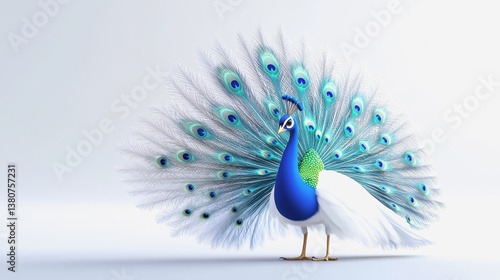 Captivating 3d illustration of a peacock proudly spreading its gorgeous feathers in a vibrant display of color and grace
