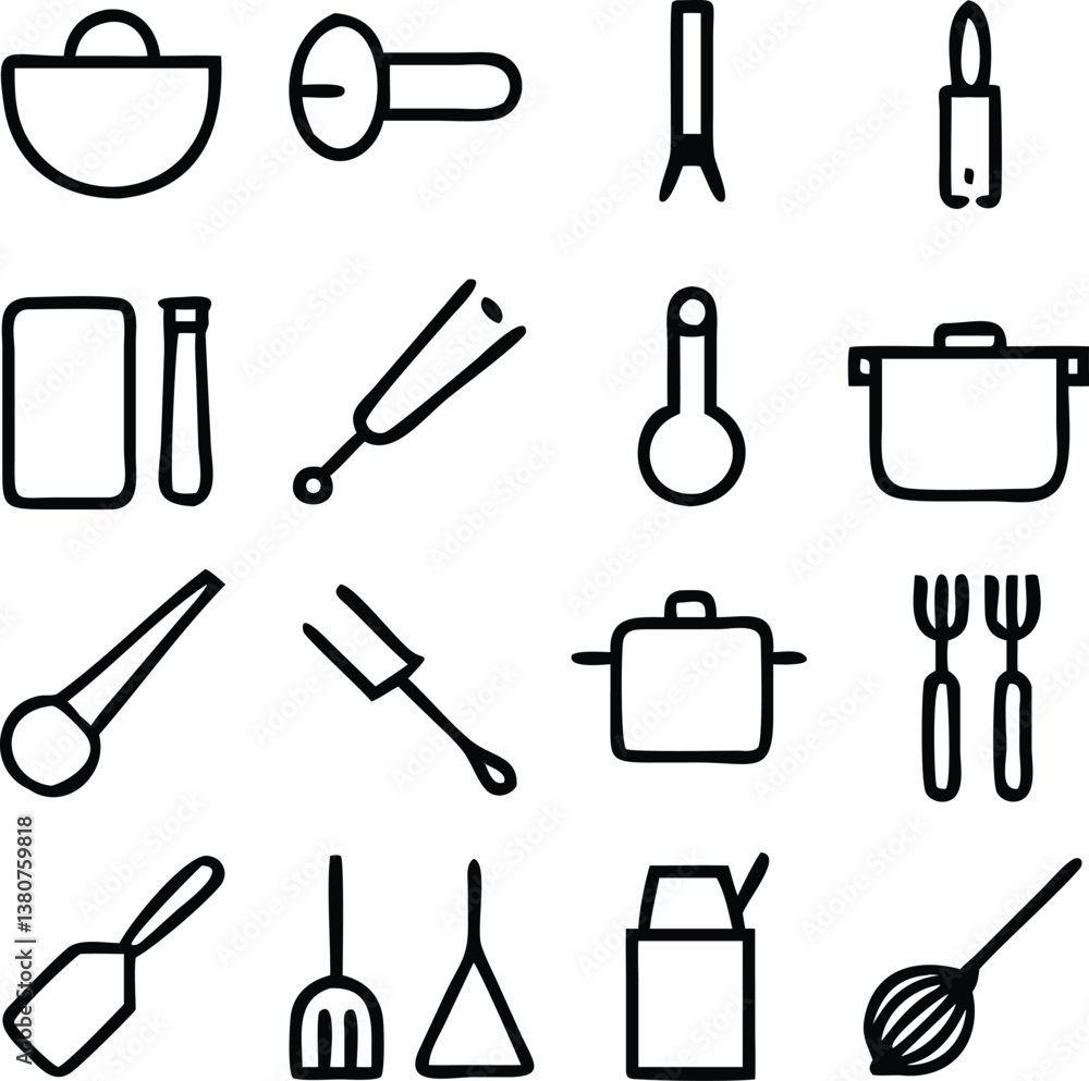 Cooking And Kitchen Icon Pack Vector Cooking And Kitchen Icon Pack Vector