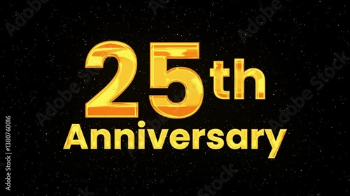 25th Anniversary luxury Gold Animation. Greeting for the 10th Anniversary