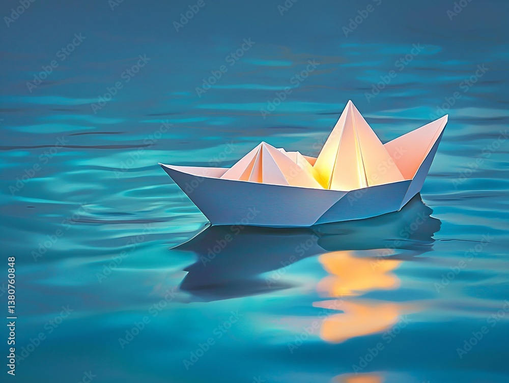 Obraz premium Paper Boat on Water