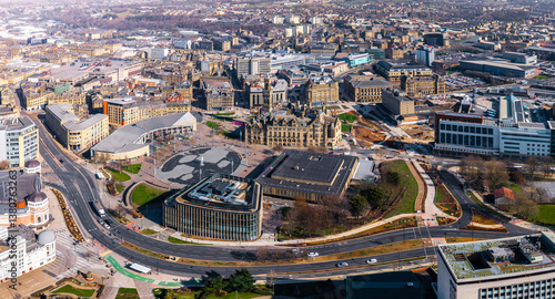 Photos Aerial view above the West Yorkshire city centre of Bradford with Centenary Squa