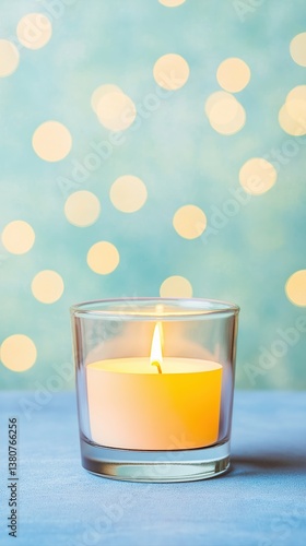 Crystal Candle Holder with Soft Glowing Candle Creating a Serene Atmosphere Against a Blurred Background