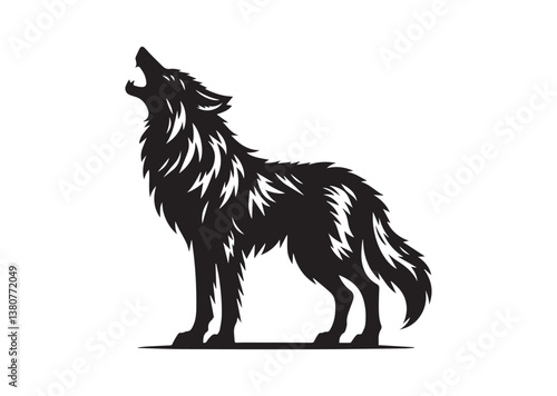 Howling Black Wolf silhouette