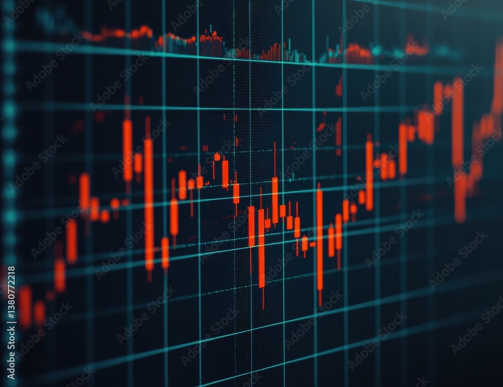 Close-up View of Stock Market Chart with Red and Green Signals Close-up View of Stock Market Chart with Red and Green Signals