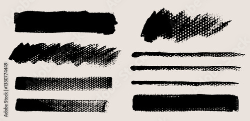 Vector brush stroke backgrounds collection. Painted rectangle, square, diagonal, long and wide shapes. Grunge distress texture. Artistic brush banners