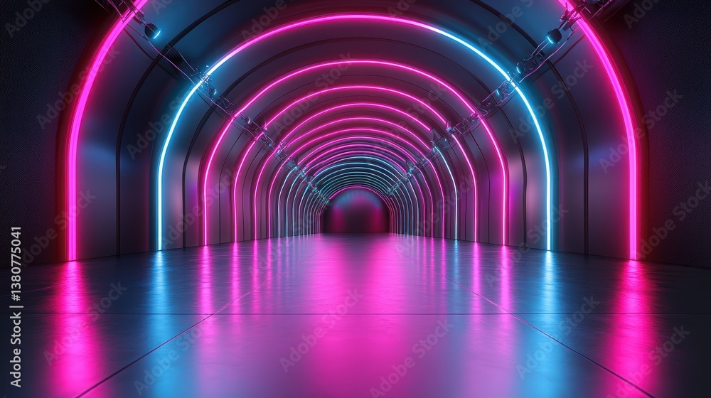 Neon Tunnel: A Futuristic Pink and Blue Light Corridor Neon Tunnel: A Futuristic Pink and Blue Light Corridor