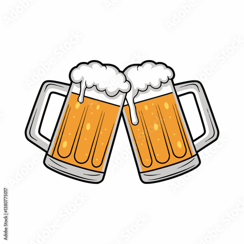 Beer mug vector. cheers beer mugs vector art illustration design