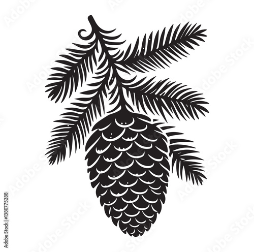 Evergreen fruit  Silhouettes vector illustration a white background.
