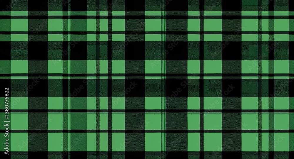 Fototapeta premium Plaid pattern in green and black clothing in illustration background