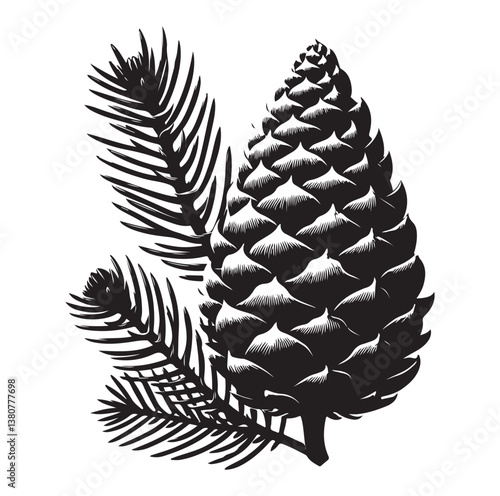 Evergreen fruit  Silhouettes vector illustration a white background.