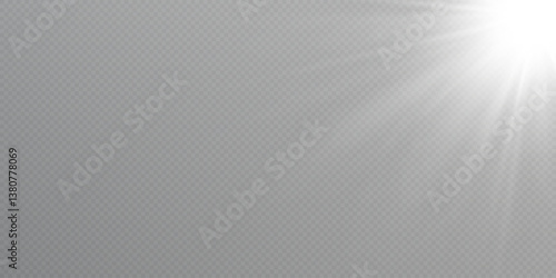 Vector transparent sunlight. Bright flash. Special light effect