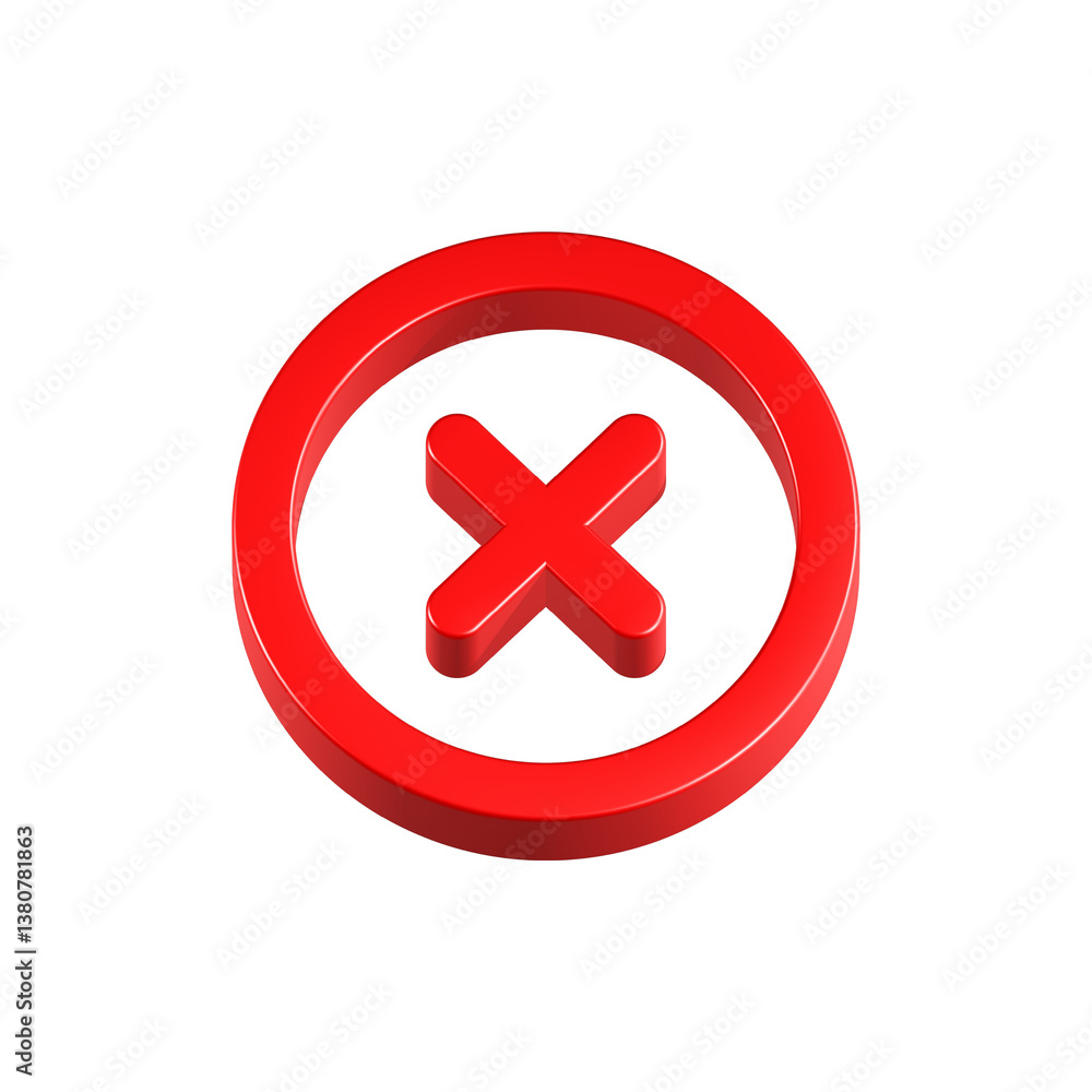 Obraz premium cancel icon 3d red color rendering realistic app button