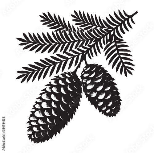 Evergreen fruit  Silhouettes vector illustration a white background.