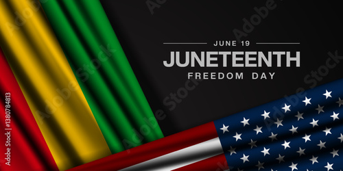 June 19 is Juneteenth Freedom Day. Great for posters, banners, social media and more. Black background.