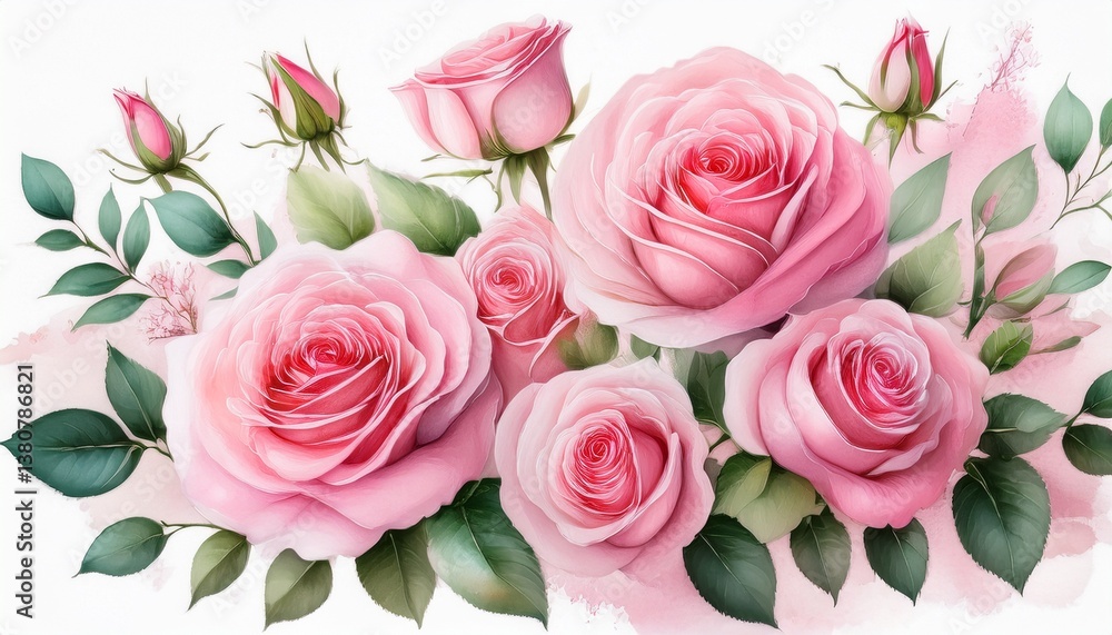 valentine day pink roses flower water color style valentine day pink roses flower water color style