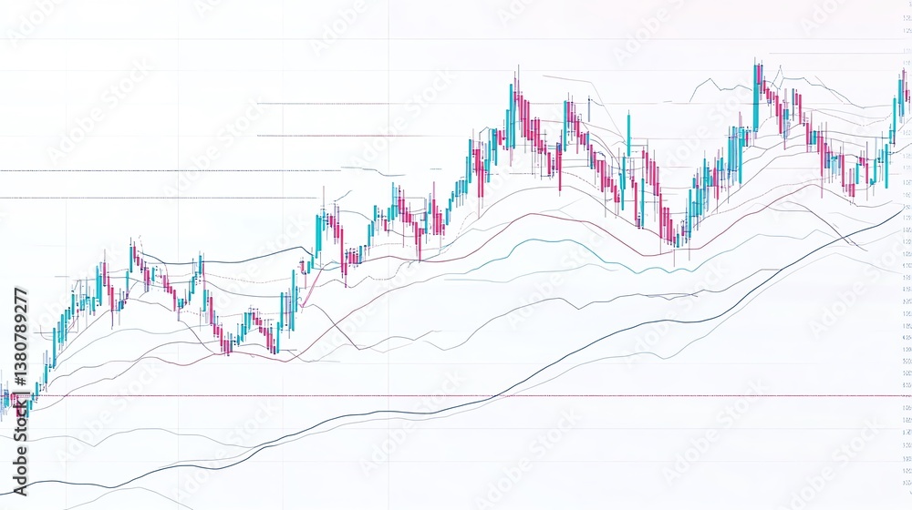 Graph lines showing upward trend and analysis. Graph lines showing upward trend and analysis.