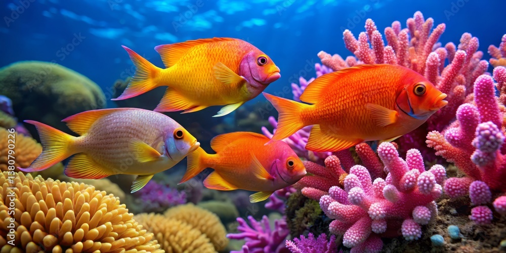Fototapeta premium Vibrant Tropical Fish Swimming Among Colorful Coral Reef