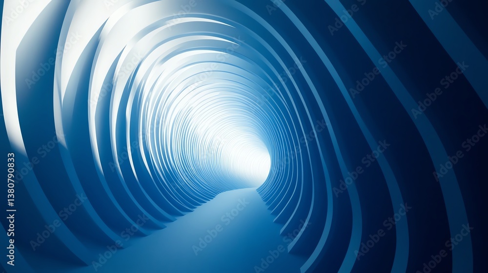 Obraz premium Futuristic blue tunnel with abstract light.