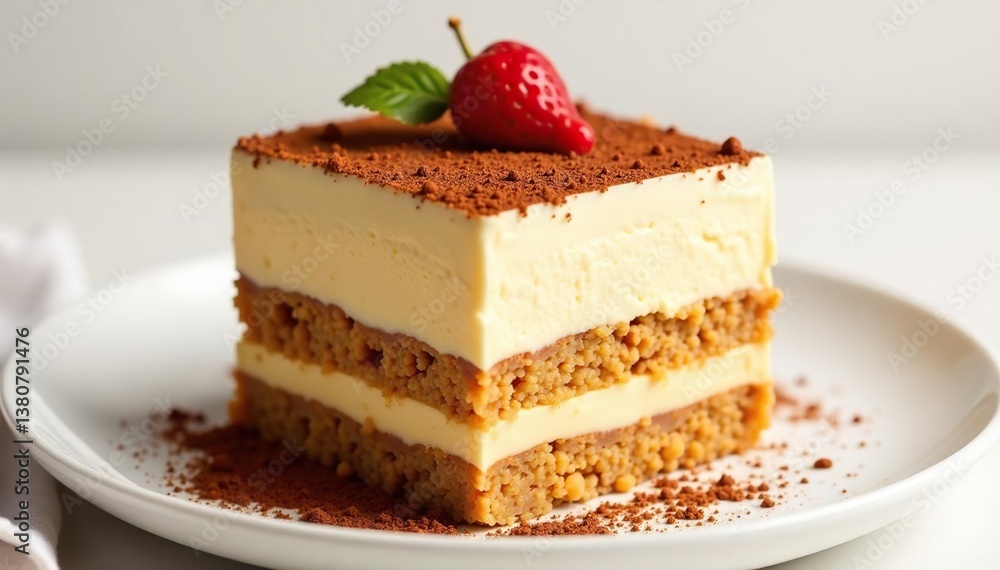 Classic tiramisu dessert, layers visible, isolated , photography, sweet Classic tiramisu dessert, layers visible, isolated , photography, sweet