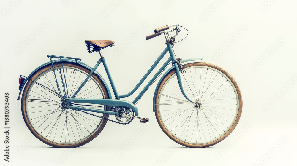 Fototapeta premium Retro blue bicycle on a white background.