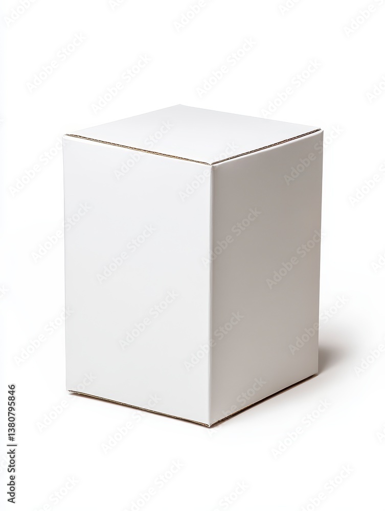 Plain white cardboard box on white background. Studio shot. Simple packaging. Plain white cardboard box on white background. Studio shot. Simple packaging.