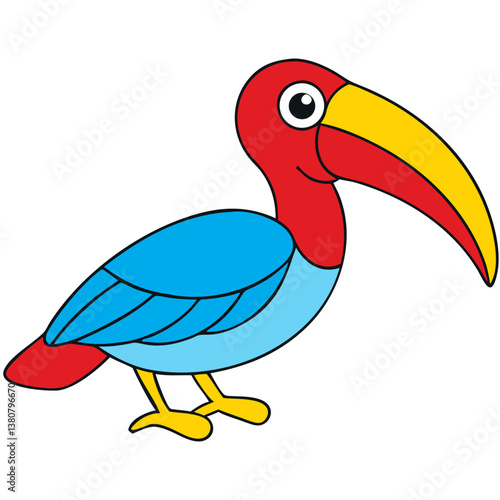 Cartoon Toucan Bird Illustration, Colorful, Tropical, Avian, Drawing