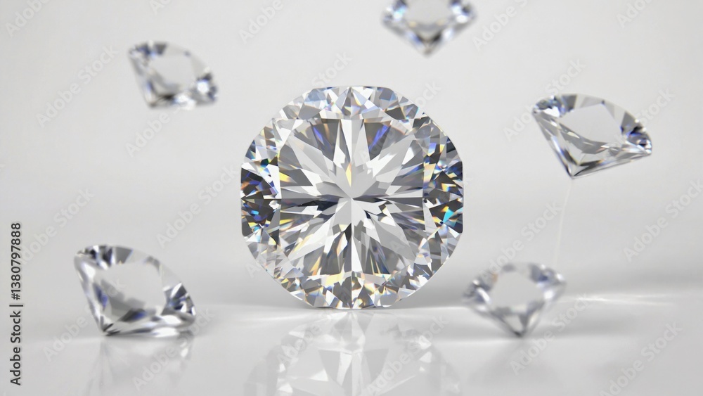 A large diamond surrounded by smaller diamonds A large diamond surrounded by smaller diamonds