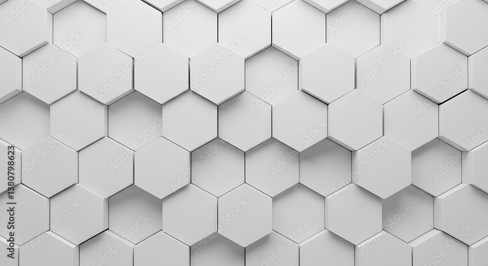 Abstract Hexagon Pattern: Modern Geometric White 3D Render Abstract Hexagon Pattern: Modern Geometric White 3D Render