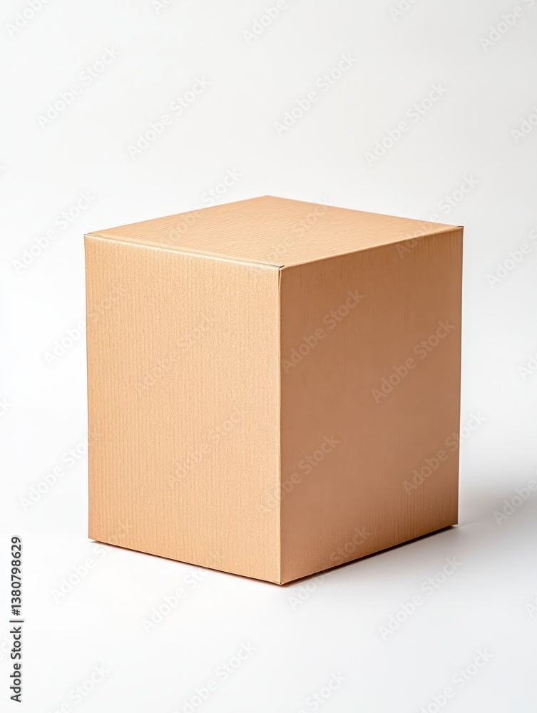 Square cardboard box on white background. Simple, clean image, ideal for packaging or shipping concepts. Square cardboard box on white background. Simple, clean image, ideal for packaging or shipping concepts.