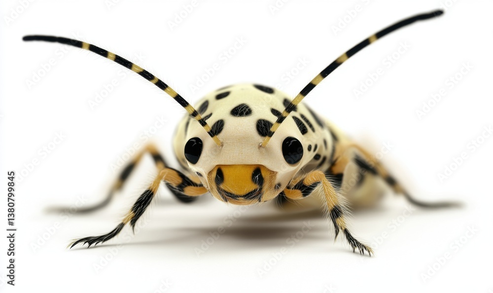 Fototapeta premium Spotted beetle on white background, macro view, for educational use