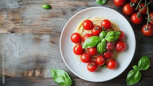Italian Spaghetti with Cherry Tomatoes and Basil