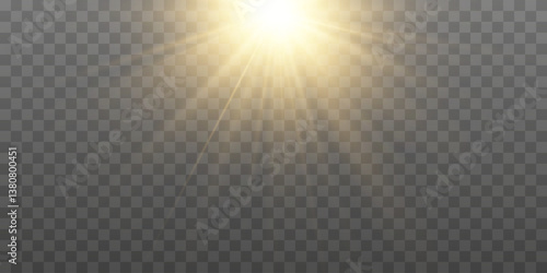  Vector transparent sunlight.Rays of warm light.Bright sun.Sun effect