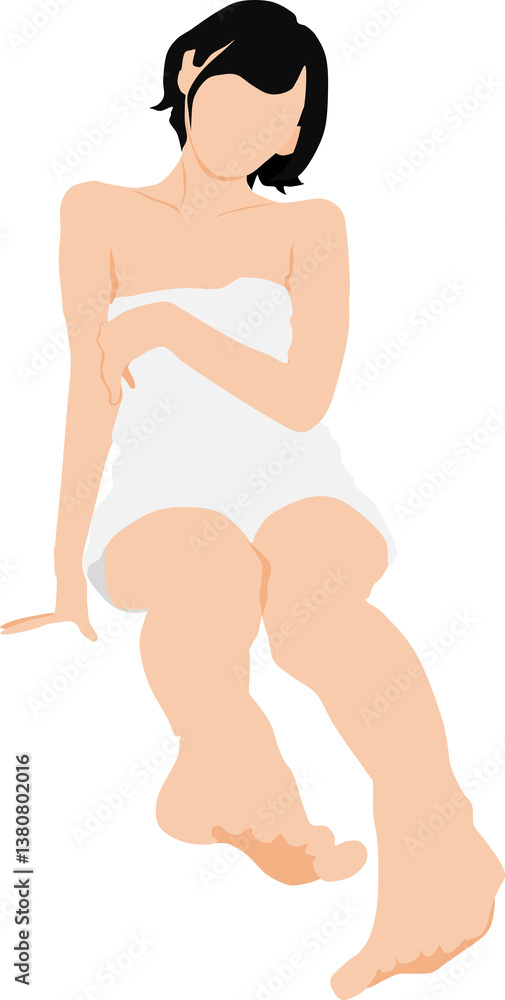 温泉に入る女性のイラスト 温泉に入る女性のイラスト