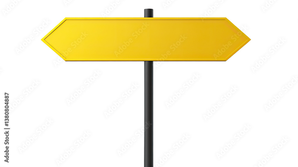 Directional Signpost: A yellow directional signpost stands tall, its empty sign ready to guide. Directional Signpost: A yellow directional signpost stands tall, its empty sign ready to guide.