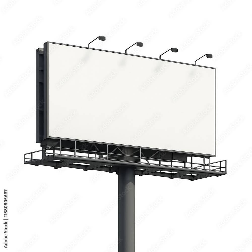 Obraz premium A large billboard with a white background and black letters. Isolated on transparent background