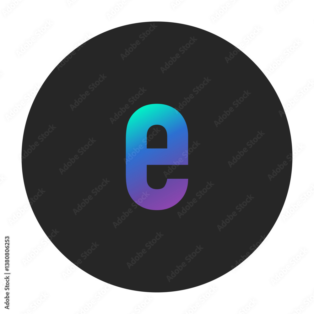 Gradient letter e icon on a black circular background. A sleek and modern design, perfect for digital art, applications, and creative projects needing a striking visual element. Gradient letter e icon on a black circular background. A sleek and modern design, perfect for digital art, applications, and creative projects needing a striking visual element.