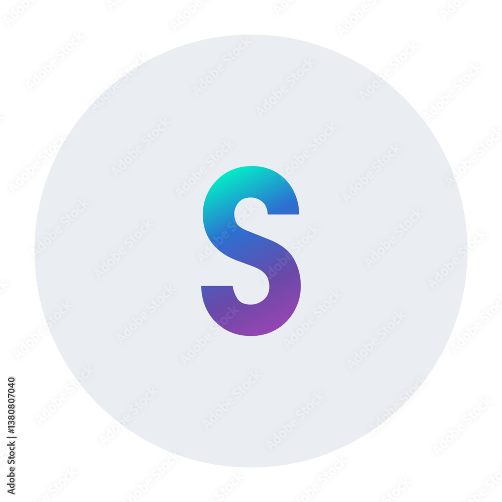 Gradient lowercase letter s with vibrant blue and purple hues on a light circular background. A versatile and eye-catching vector design for logos, creative branding, and marketing materials Gradient lowercase letter s with vibrant blue and purple hues on a light circular background. A versatile and eye-catching vector design for logos, creative branding, and marketing materials