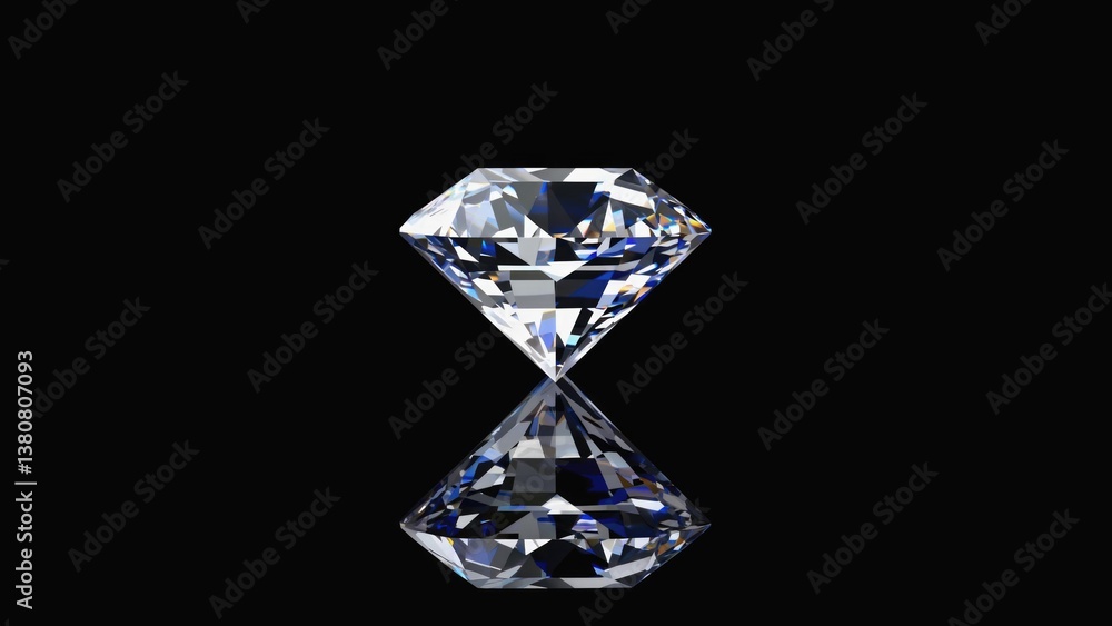 A single diamond sits on a black surface with a subtle reflection A single diamond sits on a black surface with a subtle reflection