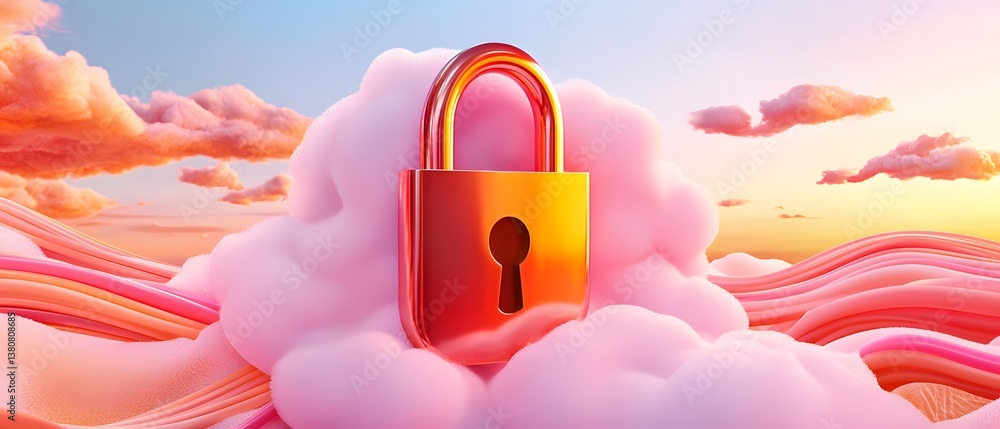 Ensuring online safety with a cyber security padlock in cloud infrastructure digital environment abstract viewpoint Ensuring online safety with a cyber security padlock in cloud infrastructure digital environment abstract viewpoint