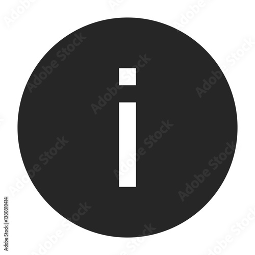 A sleek vector graphic featuring the lowercase ‘i’ in pure white, contrasted sharply against a solid black circular background. Ideal for minimalist and modern design aesthetics.