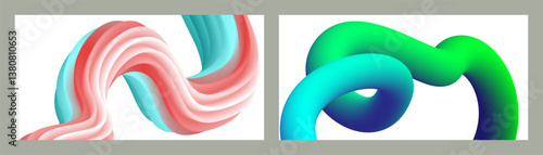 Abstract volumetric background. Cords. set of two illustrations. Toothpaste in a tube. Minimalism. Creative modern background. Cover design, wallpaper, background. eps vector.