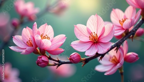 Delicate, densely packed blossoms forming a continuous floral print , fabric, nature