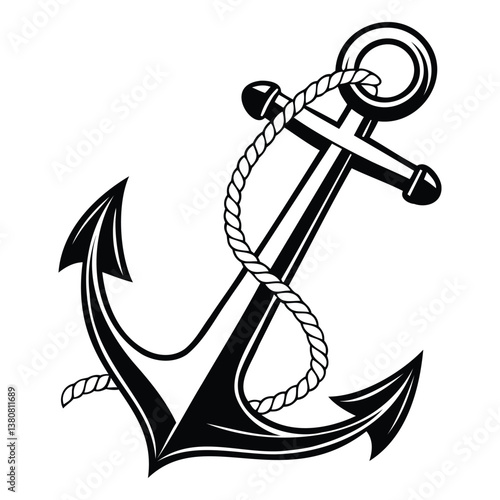 Anchor icon vector illustration. Anchor tattoo silhouette.