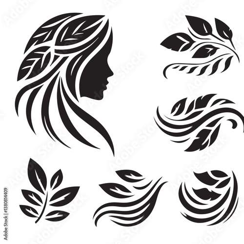 cut out, herb, icon set, meadow, no people, back lit, illustration, botany, flower, flowerbed