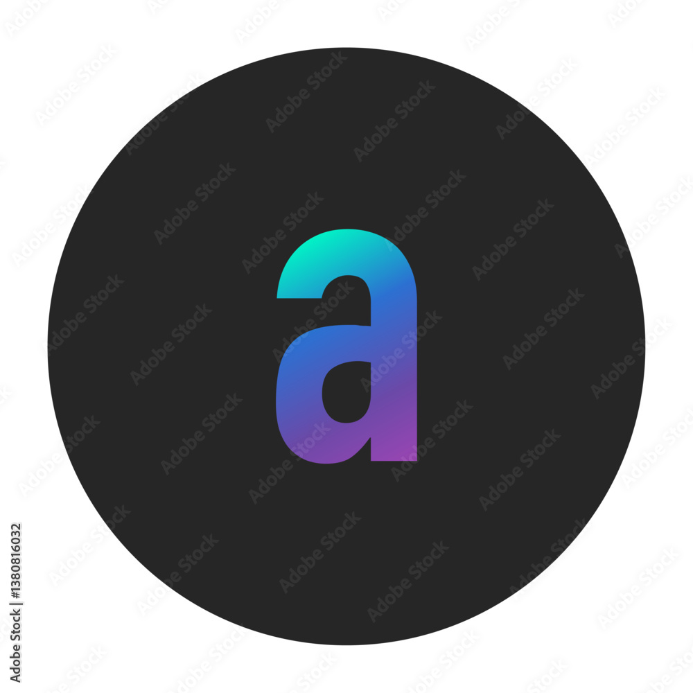 Gradient Typography with Lowercase ‘a’, Vibrant Design with Purple and Blue Color Palette for Creative Logo, Branding, and Digital Projects Gradient Typography with Lowercase ‘a’, Vibrant Design with Purple and Blue Color Palette for Creative Logo, Branding, and Digital Projects