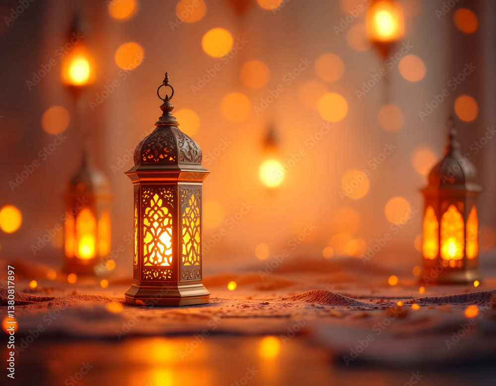 Illuminated Lanterns with Warm Light and Bokeh Background Effect Illuminated Lanterns with Warm Light and Bokeh Background Effect
