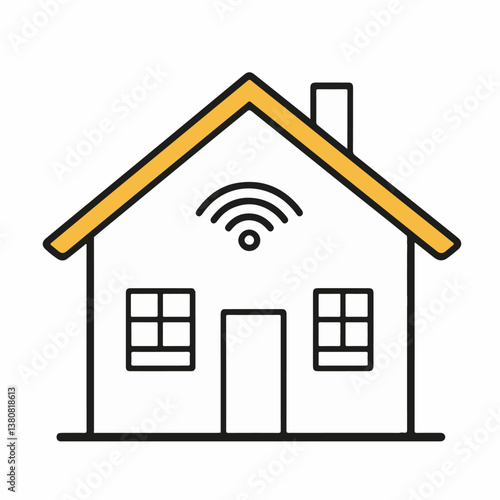 Smart house symbol emits wifi indoors home icon drawing
