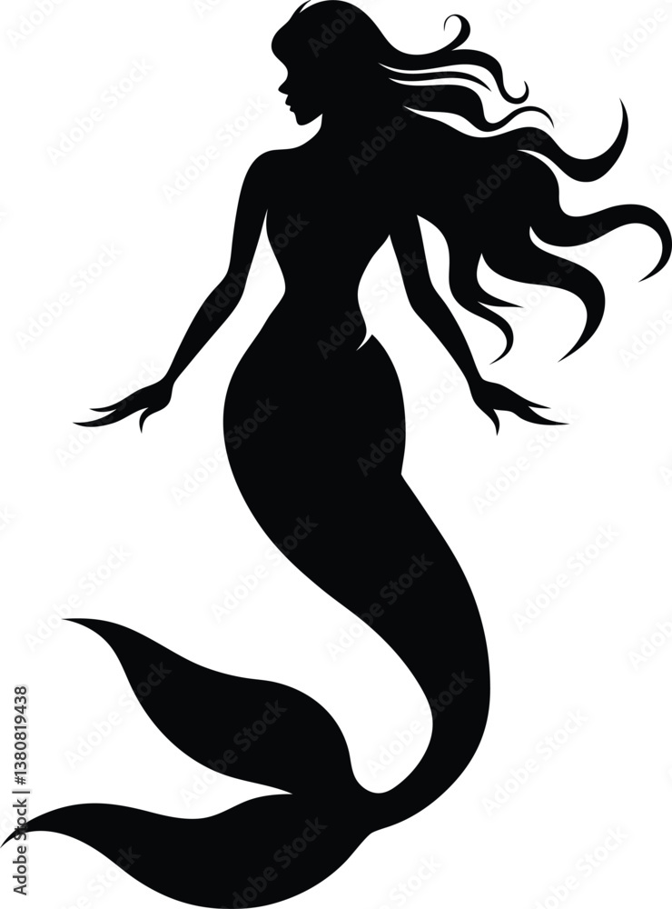 © Print - Enchanting Mermaid Silhouette Vector & Icon Logo